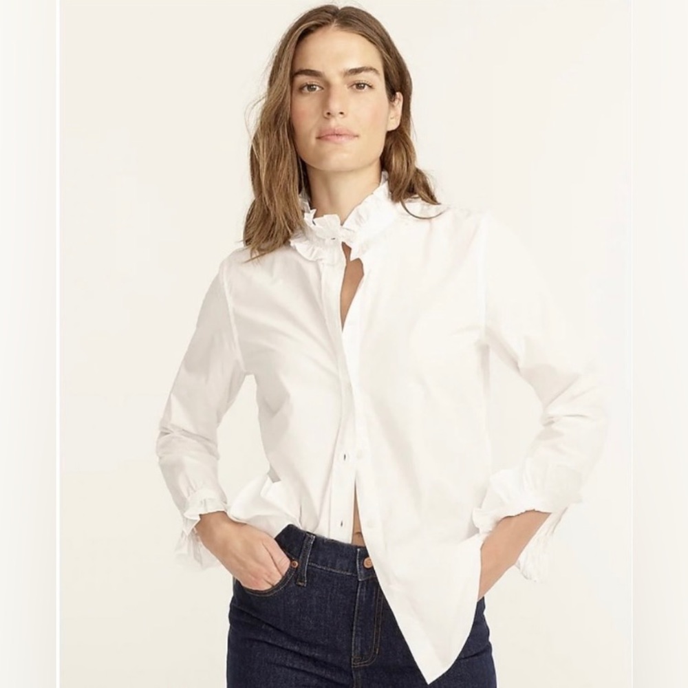 J.Crew Classic-fit ruffleneck shirt